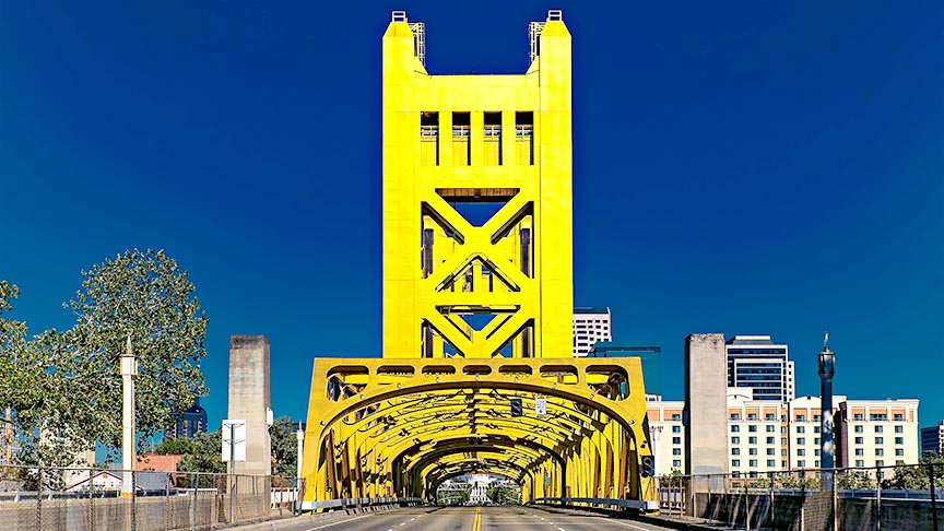 View of Tower Bridge in Sacramento, CA